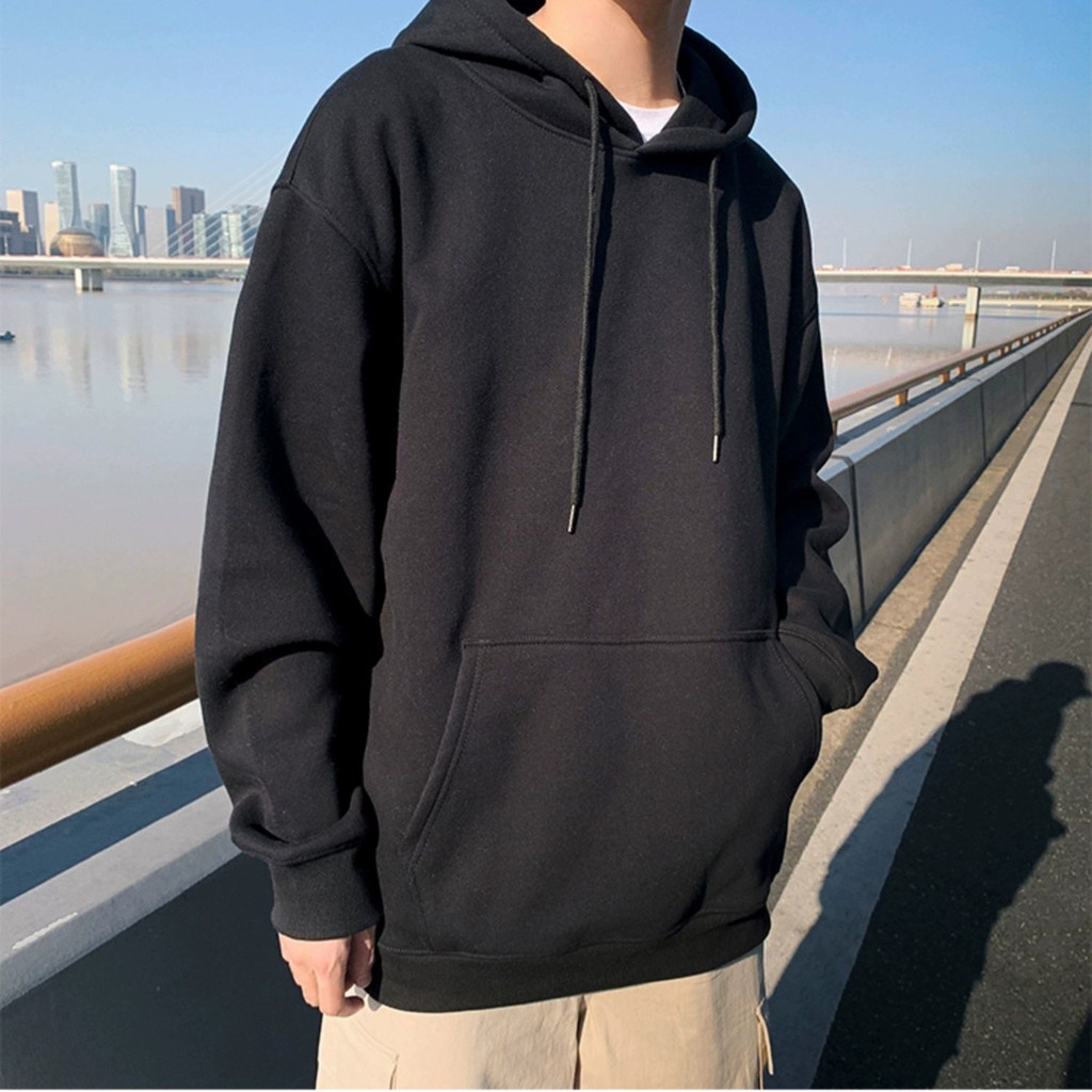 áo hoodie  nam nữ vải nỉ fom rộng đẹp thời trang hot trend 2 phòng cách hàn quốc màu trắng và đen  chất lượng loại 1