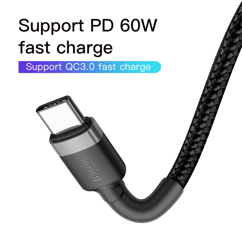 Ảnh Cáp Sạc Nhanh 2 đầu C Baseus Dây đầu C sang Type-C PD 60W cho Samsung S21 S10 A21 2