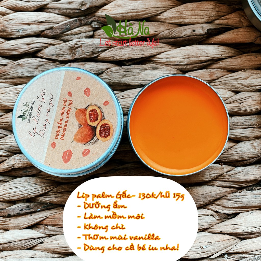 Dưỡng Môi Lip balm Gấc 15 gr - Tinh Dầu Hà Na - Dưỡng Ẩm Mềm Môi - Giảm thâm môi