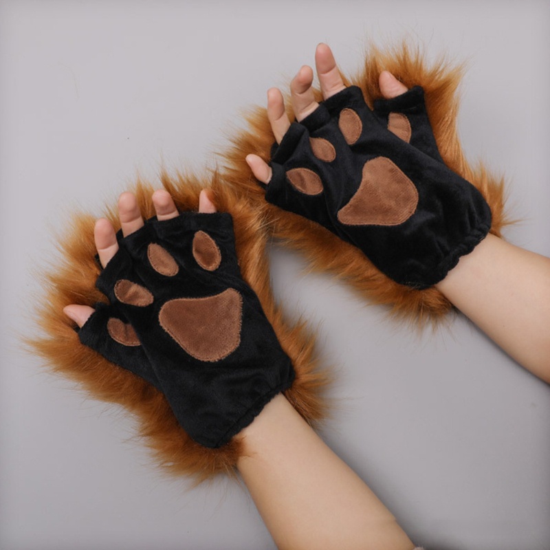 Dasbsug 1 Sói Paws Găng Tay Không Ngón Lông Mèo Con Cáo Vuốt Găng Tay Gothic Cosplay Trang Phục Đảng Accesso