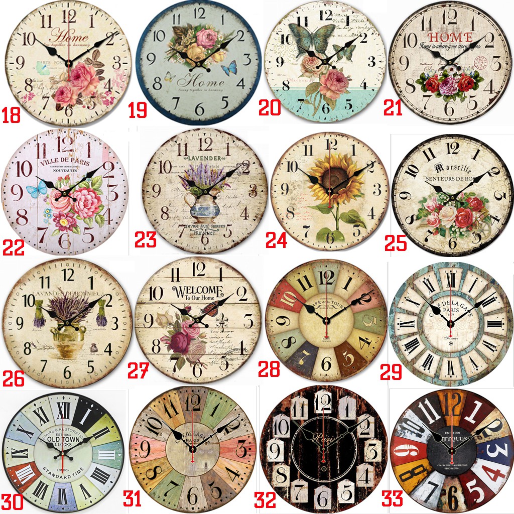 20 mẫu đồng hồ treo tường size to 23-30cm Vintage phong cách châu ...