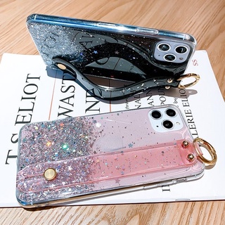 Iphone 13 12 11 Pro Max 12 13 11 ProMax Silicone Clear Cover Case Dây đeo cổ tay Bling Long lanh Vỏ điện thoại L02