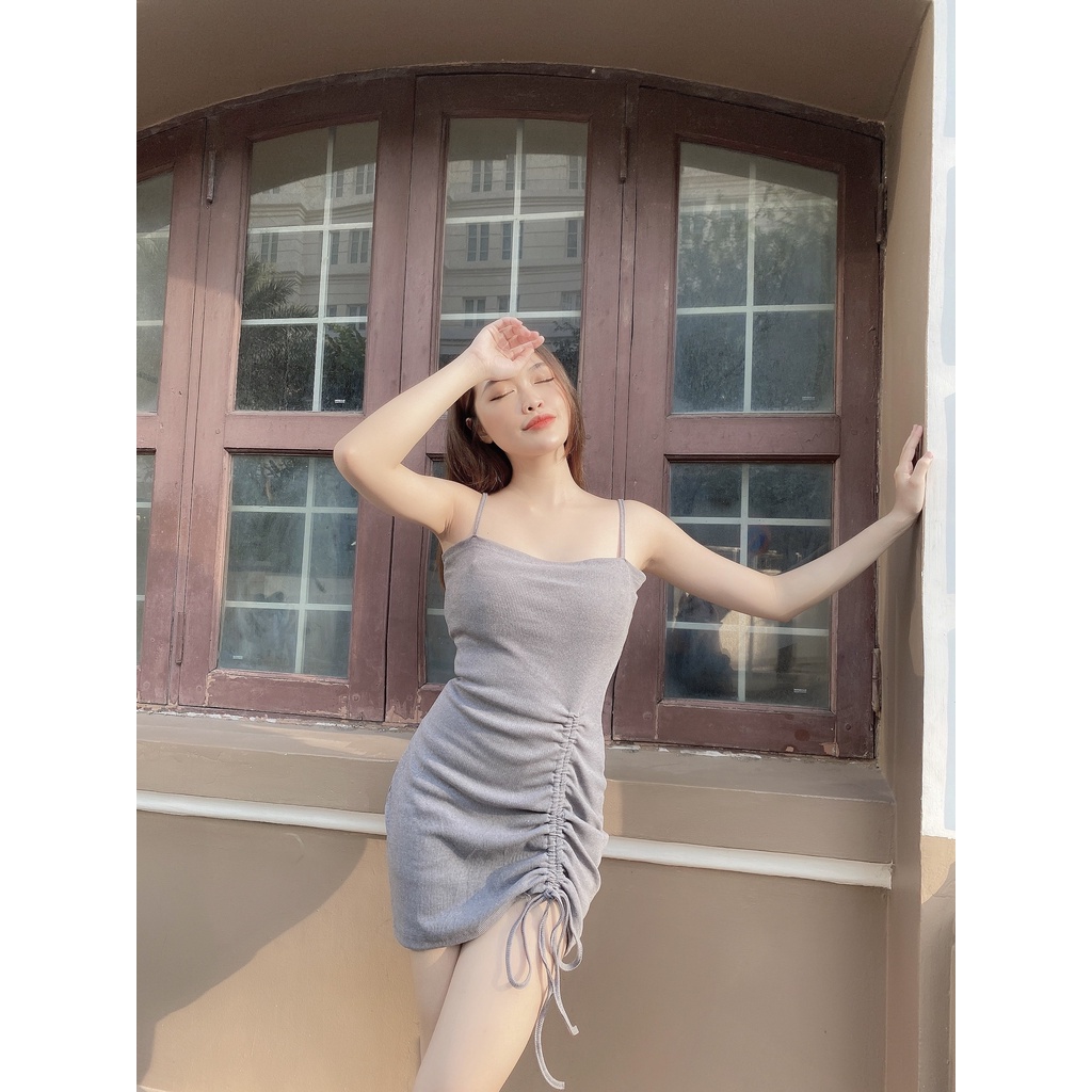 SET ĐẦM DÂY VÀ ÁO LỬNG KHOÁC NGOÀI HAI MÀU - KISS DRESS