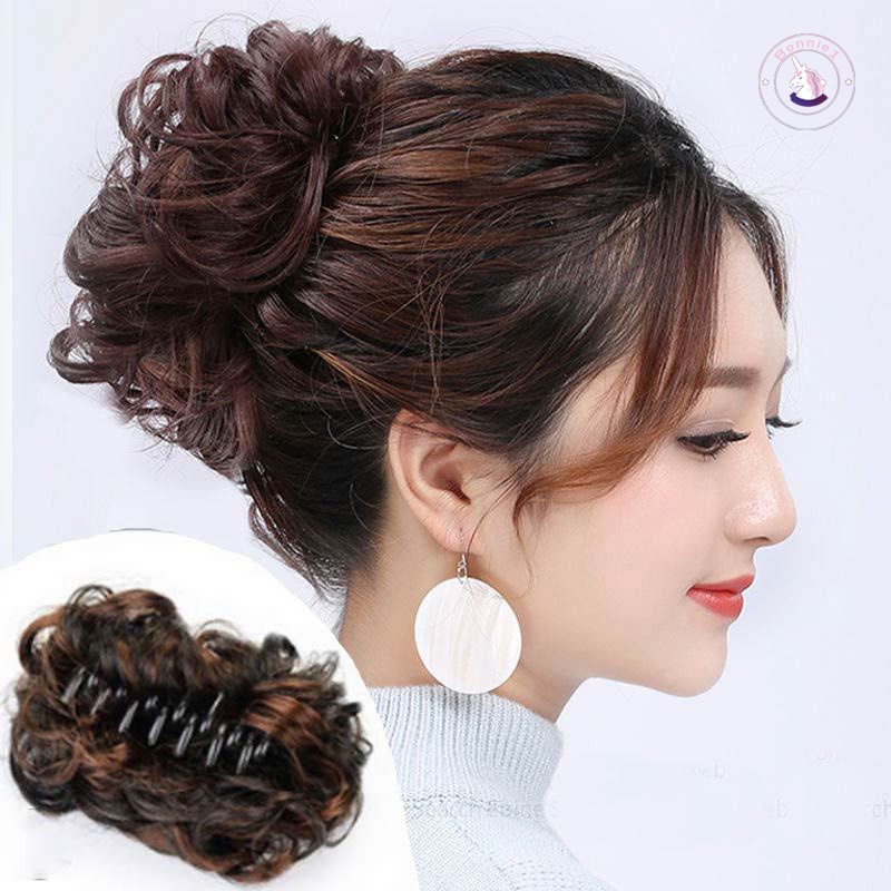 Tóc Giả Kiểu Búi Xoăn Có Kẹp Thời Trang Cho Nữ