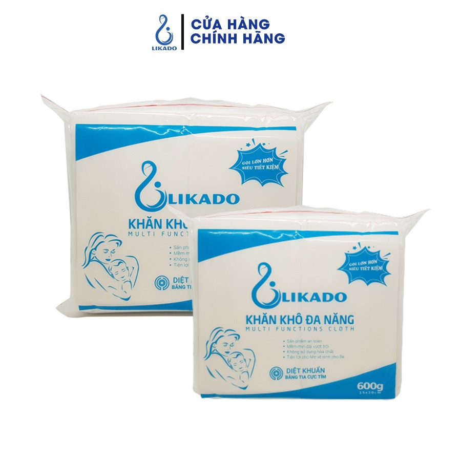 Khăn khô đa năng cho bé LIKADO(600gr) (2 GÓI )(SP003042)