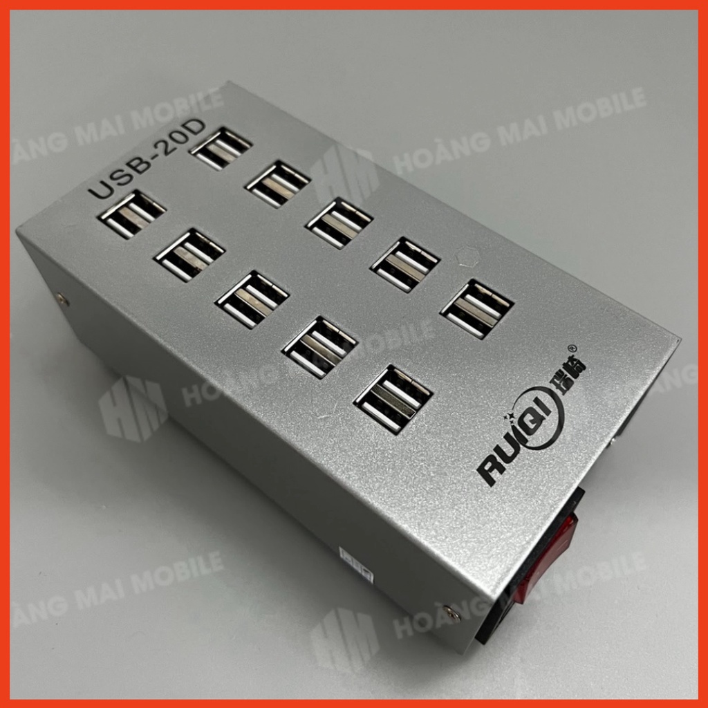 Ổ cắm sạc USB 20 cổng RUIQI 75W sạc đồng thời nhiều điện thoại, máy test, thiết bị USB