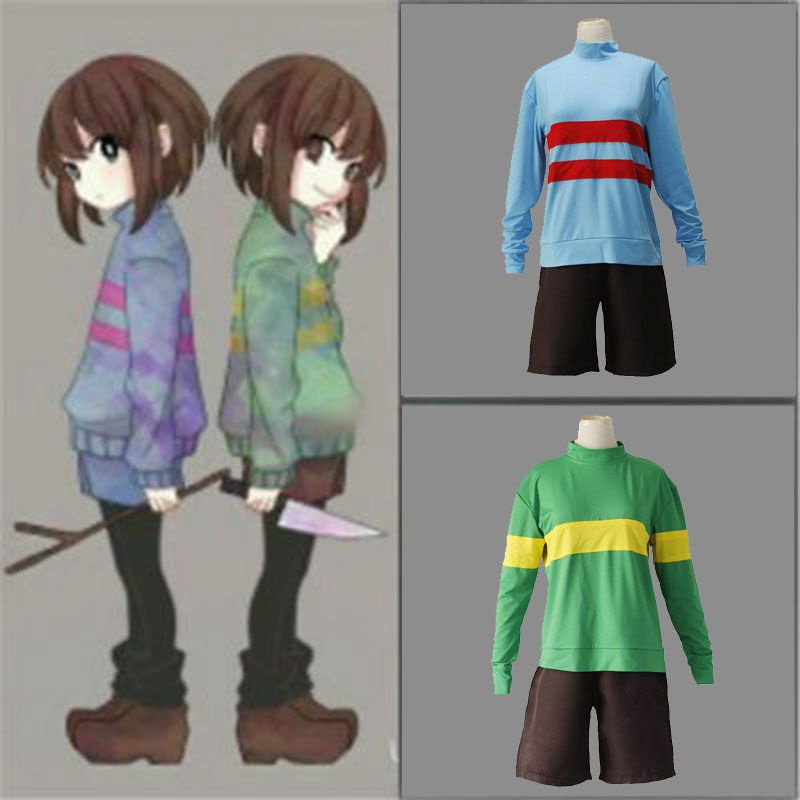 Frisk Undertale Chara Cosplay Áo Thun Áo Quần Short Trang Phục Trang Phục Quần