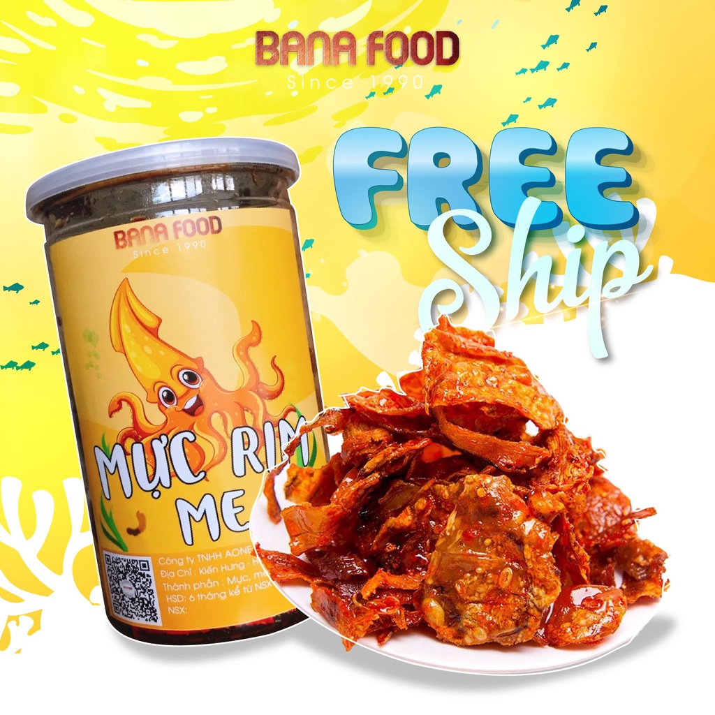 Mực rim me 250g BanaFood, mực nguyên con, cay ngon đậm vị, ăn vặt Hà ...