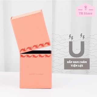 [Không cọ] Hộp đựng cọ cao cấp nắp nam châm Happy Makeup chống bụi màu cam đào