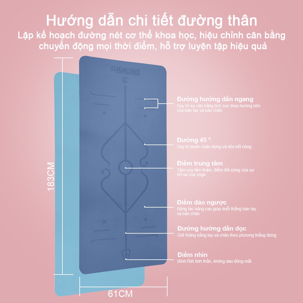 Ảnh OneTwoFit thảm tập yoga chống trượt chính hãng Thảm Yoga Tập Gym Định Tuyến 2 lớp du lịch tiện lợi 2