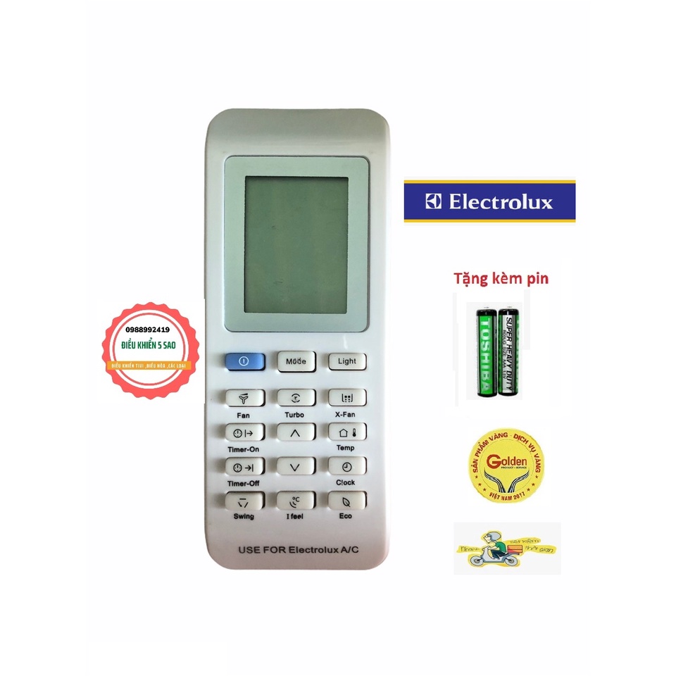 Điều Khiển điều hòa Electrolux mặt trằng 1 nút xanh  loại tốt thay thế khiển zin theo máy - Remote Electrolux