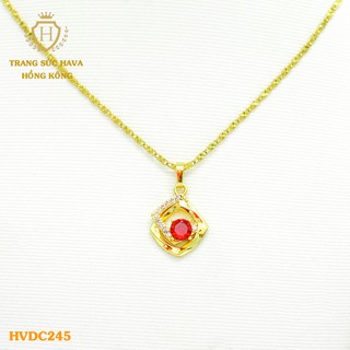 Dây Chuyền, Vòng Cổ Nữ Mặt Đính Đá, Titan Xi Mạ Vàng Non 24k Cao Cấp - Trang Sức Hava Hong Kong