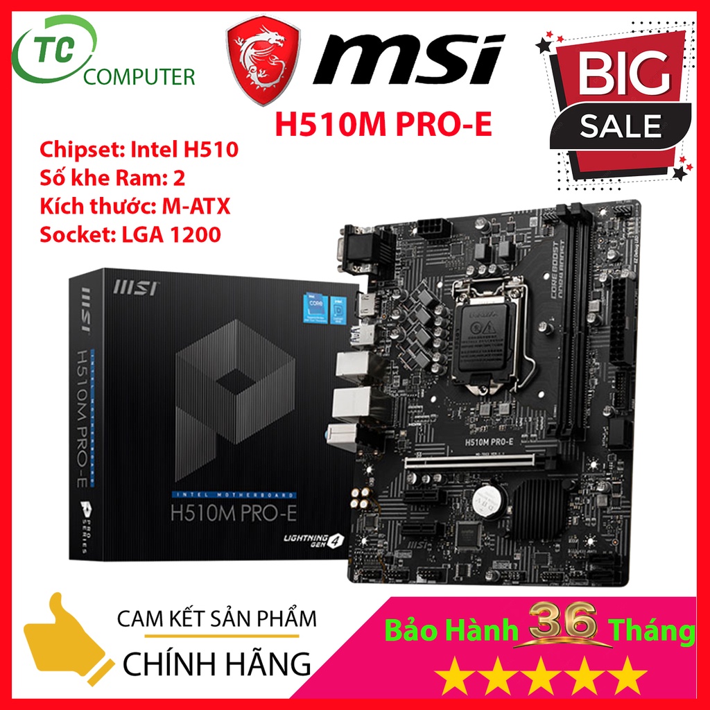 Mainboard MSI H510M PRO-E ( Chipset Intel H510, LGA 1200, M-ATX, 2 Khe ...