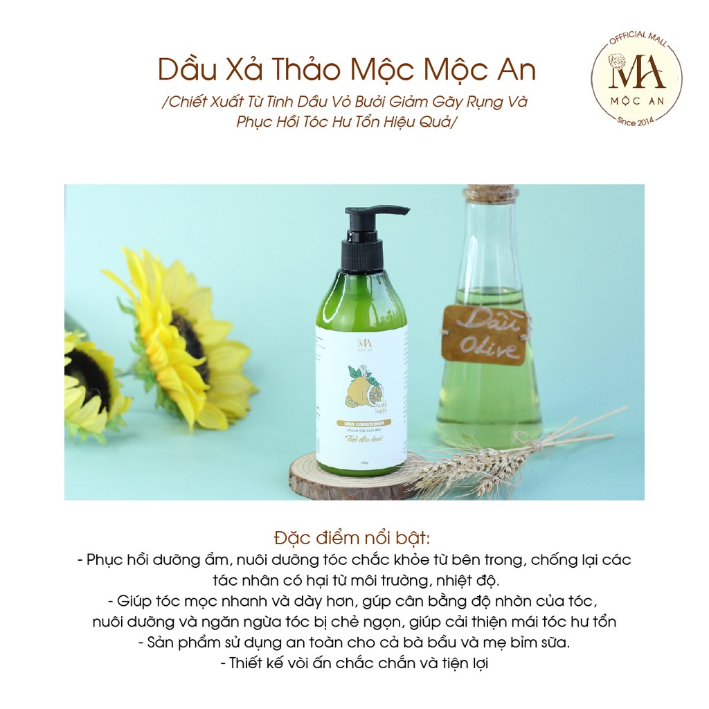 Ảnh Dầu Xả Thảo Mộc Mộc An Chiết Xuất Từ Tinh Dầu Vỏ Bưởi Giảm Gãy Rụng Và Phục Hồi Tóc Hiệu Quả 300g 3