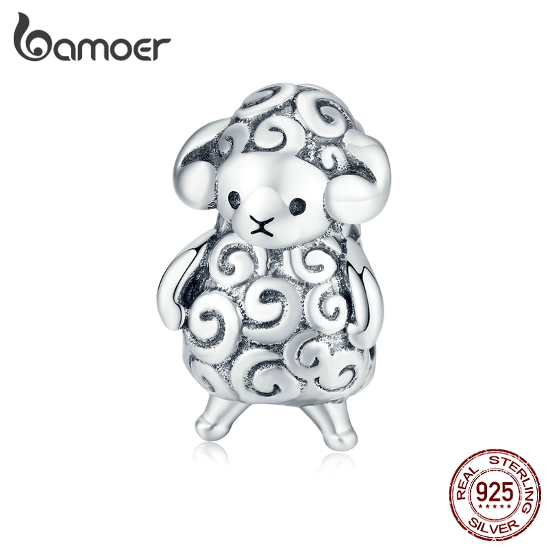 Phụ Kiện Hạt Bamoer BSC187 Bằng Kim Loại Dùng Làm Trang Sức Hình Chú Cừu Con