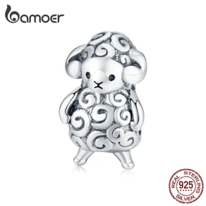 Phụ Kiện Hạt Bamoer BSC187 Bằng Kim Loại Dùng Làm Trang Sức Hình Chú Cừu Con
