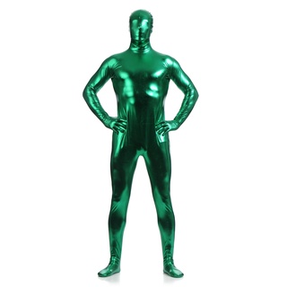 Bộ Đồ Bó Hóa Trang Zentai Bằng Kim Loại Sáng Bóng Có Khóa Kéo Sau Lưng Cho Nam