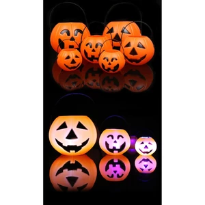 Đèn lồng bí ngô xin kẹo Halloween có đèn LED , giỏ bí ngô đèn nhạc