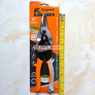 Kéo cắt thạch cao cắt tôn mũi thẳng Kapusi Nhật Bản 10 inch (25cm), thép CR-V, Bh 12 tháng