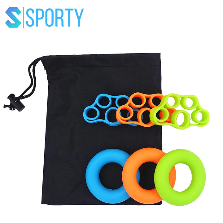 Dụng cụ luyện tập cơ ngón tay, bộ bóp tập 6 món bóp tay silicone YGW27 hỗ trợ các bài tập tay SPORTY