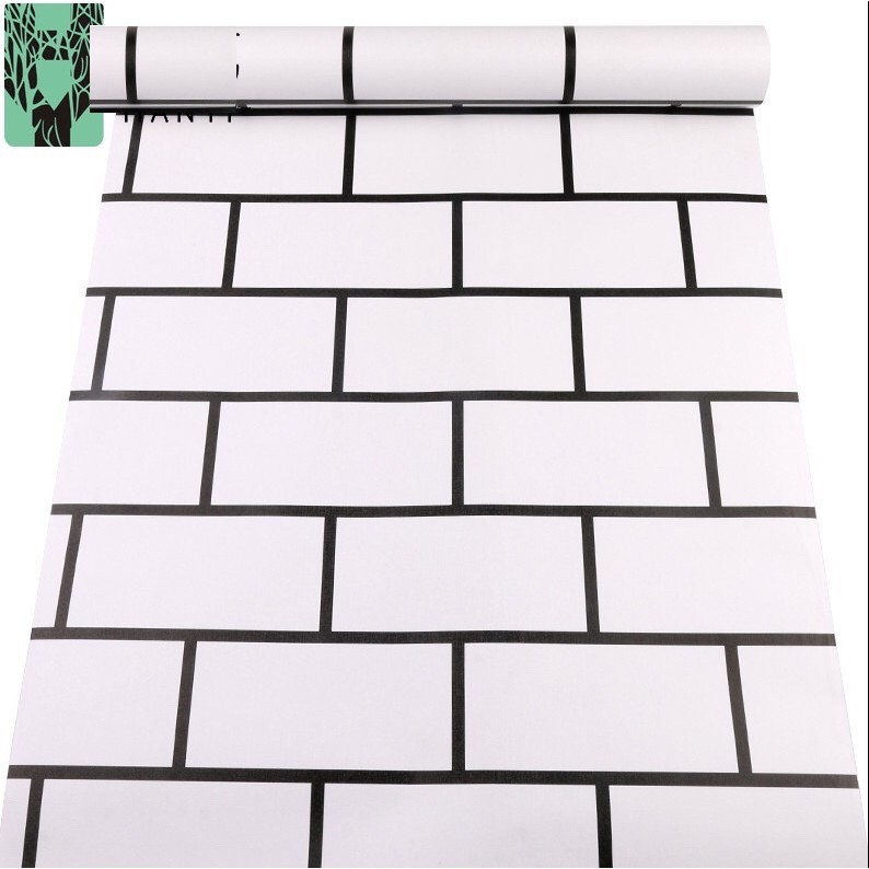 DECAL 1M PVC giấy dán tường khổ 45cm – gạch ô vuông trắng kẻ đen ...