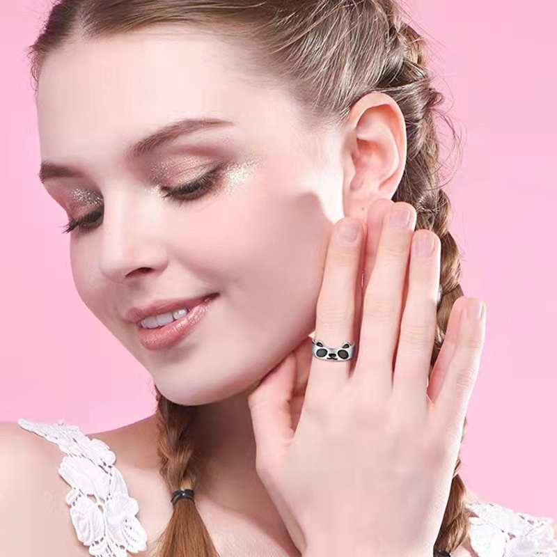 Nhẫn Hình Gấu Trúc Dễ Thương Có Thể Điều Chỉnh Kích Cỡ Dành Cho Nữ