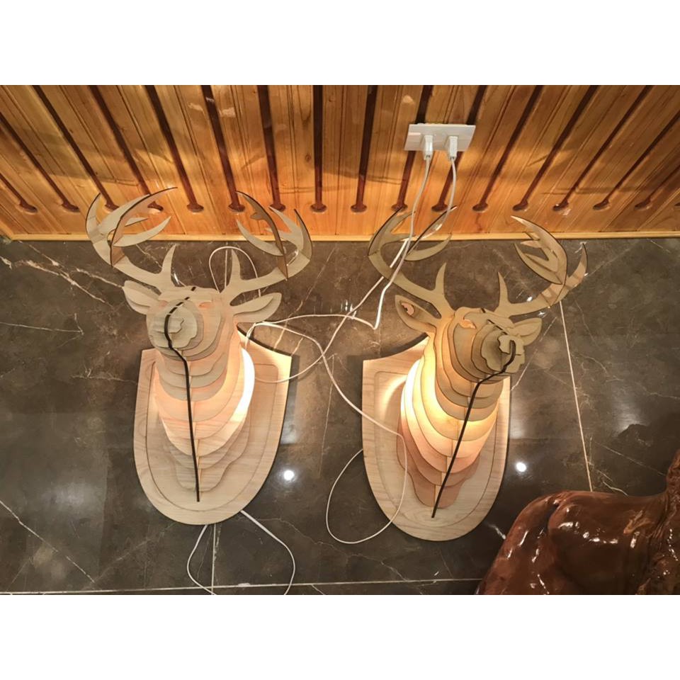 Đèn gỗ đầu hươu trang trí nội thất, cửa hàng, decor quán cafe, ... siêu đẹp