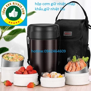 Hộp Cơm Giữ Nhiệt 2.5lít 4 Tầng Inox sus304 Kèm Bộ Thìa Đũa-cao cấp-sang trọng-tiện dụng-thế hệ mới tongkhokitoza.com