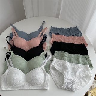 Bộ áo ngực liền mạch mỏng cúp phụ nữ bộ áo ngực thời trang xếp ly phong cách thoải mái mềm mại thanh niên cô gái đồ lót đẩy lên nữ bralette đồ lót
