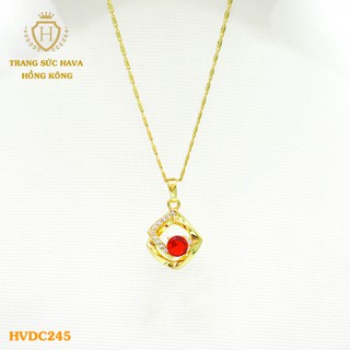 Dây Chuyền, Vòng Cổ Nữ Mặt Đính Đá, Titan Xi Mạ Vàng Non 24k Cao Cấp - Trang Sức Hava Hong Kong