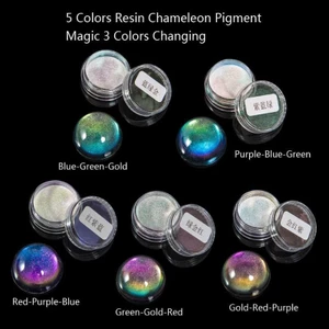 Set 5 chai bột màu cầu vồng ánh ngọc trai lấp lánh làm đồ trang sức nhựa resin epoxy