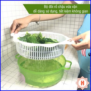 Song Long Plastic 2896 Bộ rổ chậu tròn có nắp đậy siêu tiện dụng { H }