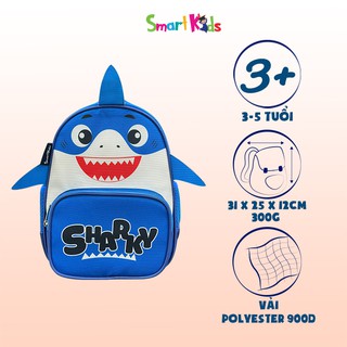 Balo mẫu giáo Smartkids Safari-Sharky B-001 Xanh dương ,dành cho bé 3-5 tuổi,trẻ mẫu giáo,đáng yêu,dễ thương