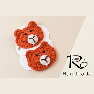 Kẹp tóc gấu hoạt hình dễ thương cho nữ và bé gái 5.5cm |Cặp tóc len đáng yêu |Shop Rô Handmade