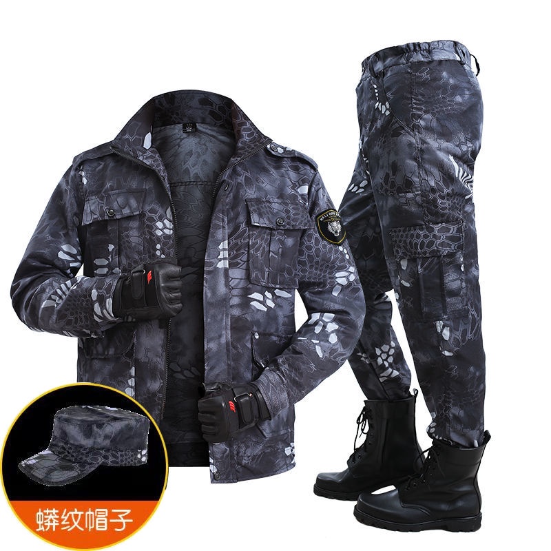 Bộ đồ bảo hộ lao động màu đen họa tiết da trăn ngụy trang chống mòn dành cho nam thợ hàn mặc vào mùa thu và đông