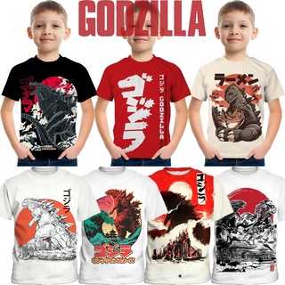 Godzilla Vua Quái Vật Áo Thun Nữ Tay Ngắn Trẻ Em Hoạt Hình Cổ Tròn Mùa Hè Thoải Mái Áo Thun Trẻ Em 3-13 Tuổi Trẻ Em Thường Ngày Đảng
