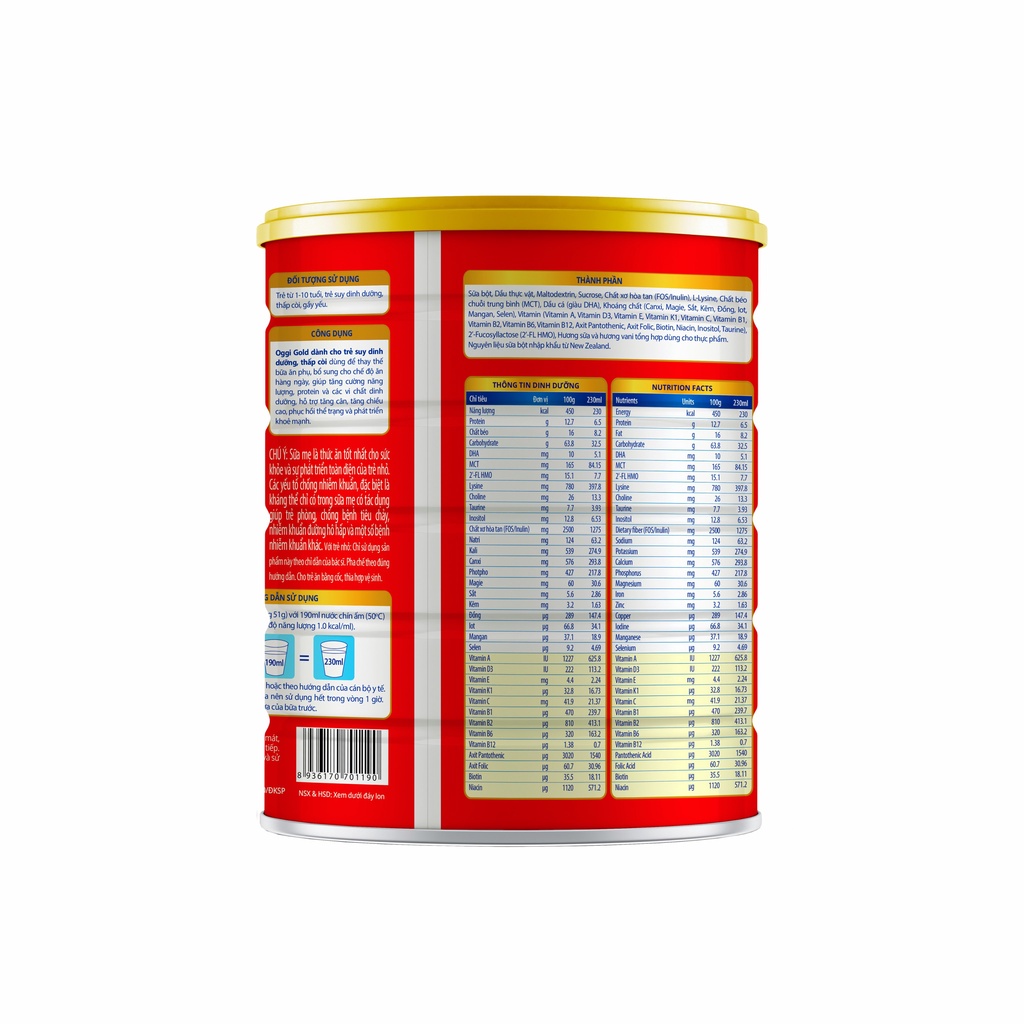 Ảnh Sữa bột Oggi Gold Suy Dinh Dưỡng 900g giúp bé tăng cân, ngừa táo bón - VitaDairy 3
