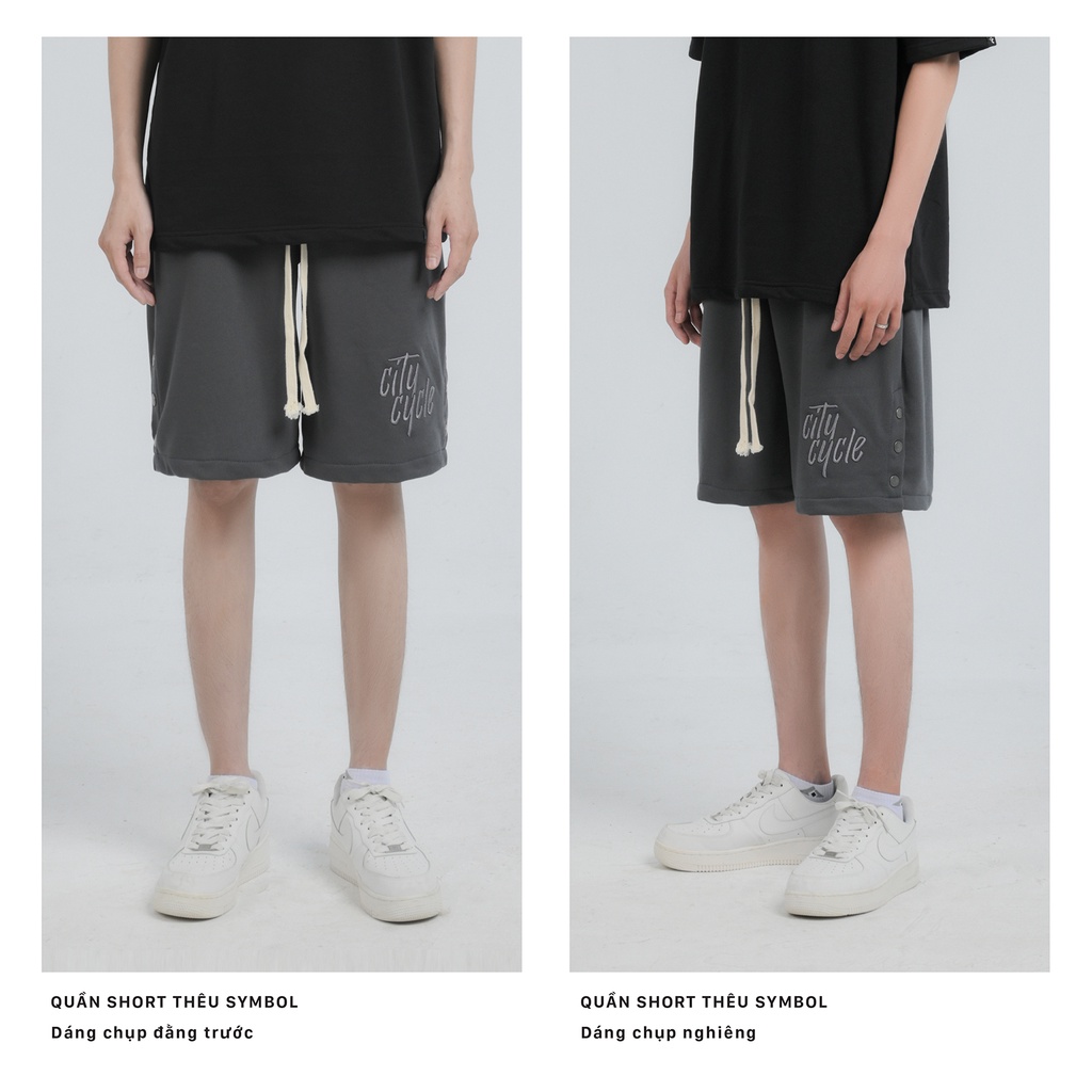 Quần short local brand Symbol City Cycle cúc bấm form rộng unisex nam nữ oversize