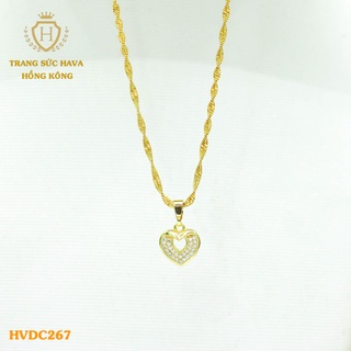 Dây Chuyền Nữ Titan, Vòng Cổ Mặt Trái Tim Đính Đá Xi Mạ Vàng Non 24k Cao Cấp - Trang Sức Hava