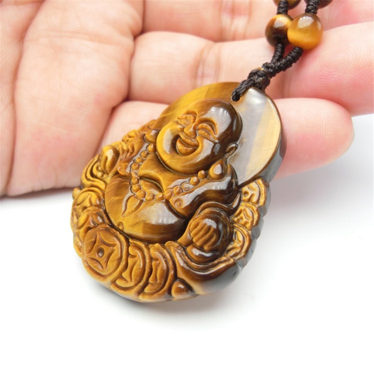 Mặt Dây Chuyền Đá Mắt Hổ Tự Nhiên 6a maitreya Phật Giáo Màu Vàng Châu Phi Cho Nữ