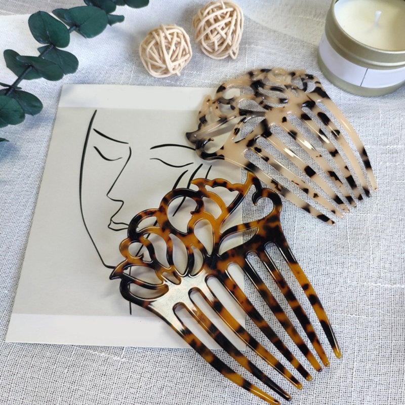 Jenniferab Phụ Nữ Pháp 7 Răng Tóc Rỗng Celluloid Acetate Updo Tạo Kiểu Kẹp Tóc Rùa Đuôi Ngựa Barr