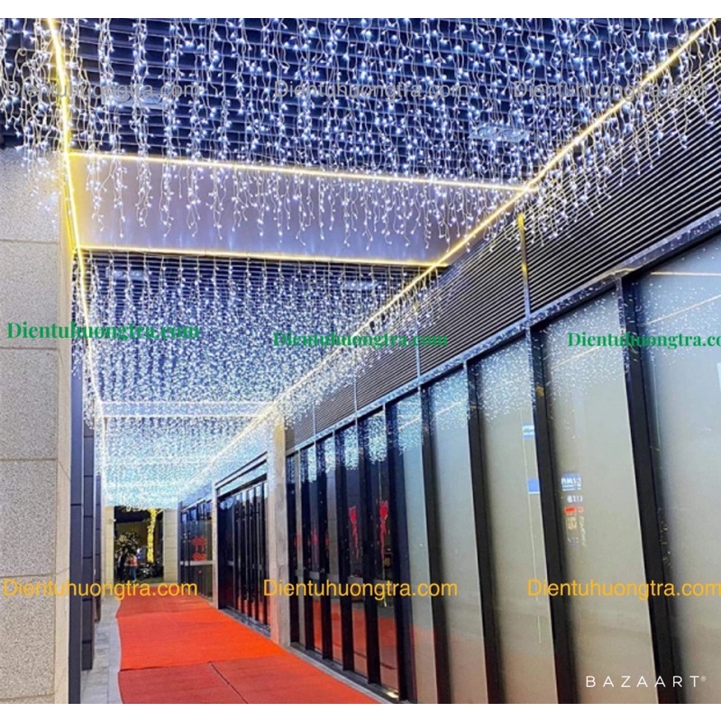 [8m x 0,6m] Dây đèn led rèm NGÂN HÀ ngang 8m & dài 0.6m ánh sáng trắng