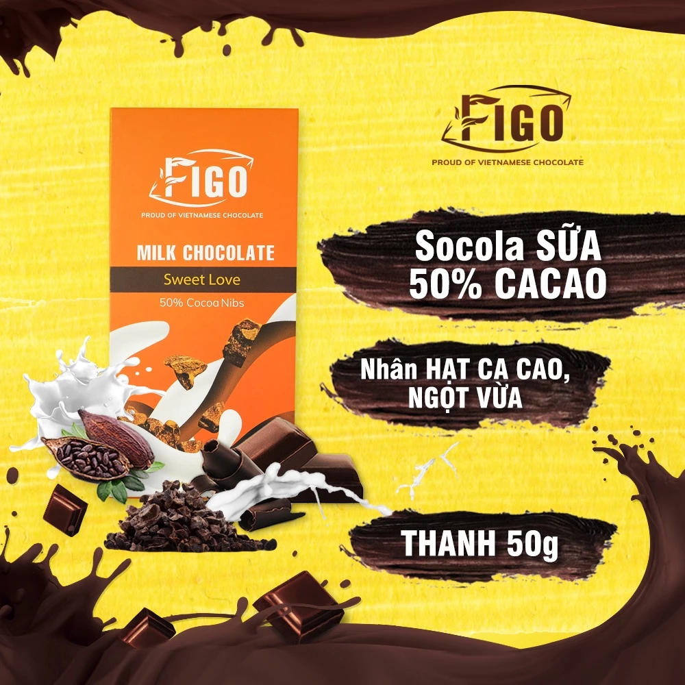 Socola Sữa FIGO Mix Nhiều Vị Cookie Trái Cây Thơm Béo Đồ Ăn Vặt Nội Địa Việt Nam 50G