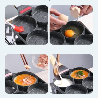 Chảo Chiên Trứng 4 Ngăn Vân Đá Chống Dính Đa Năng - Làm Bánh 4 Ngăn 4 Lỗ Tiện Dụng