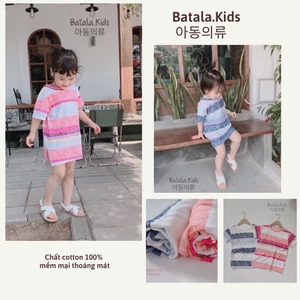 Váy bé gái Batala kids cotton thoáng mát, đầm đi biển cho bé gái từ 2-7 tuổi VAKE01