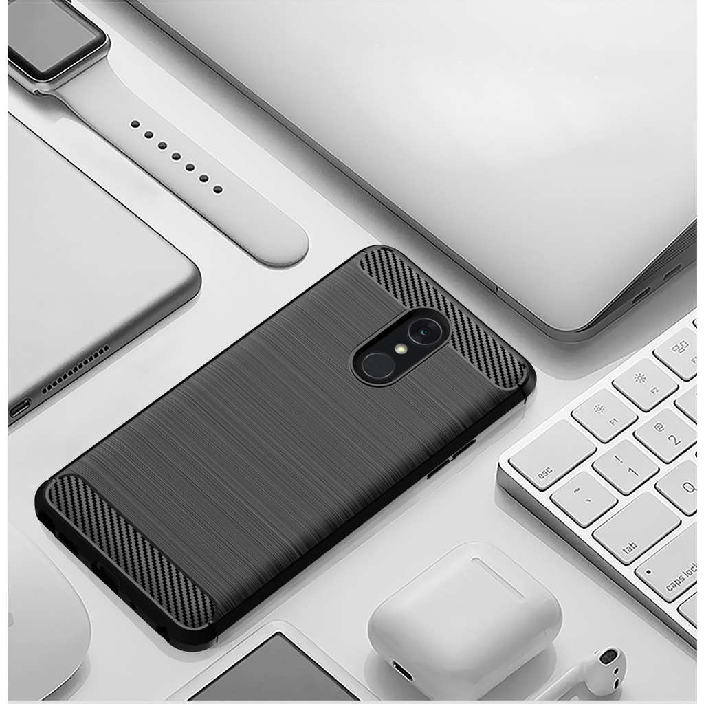 Sọc chải sợi Carbon LG Q8 2018 / Q Stylo + Q Stylus Alpha Stylo4 plus + Vỏ điện thoại tpu silicon mềm Vỏ bảo vệ chống sốc