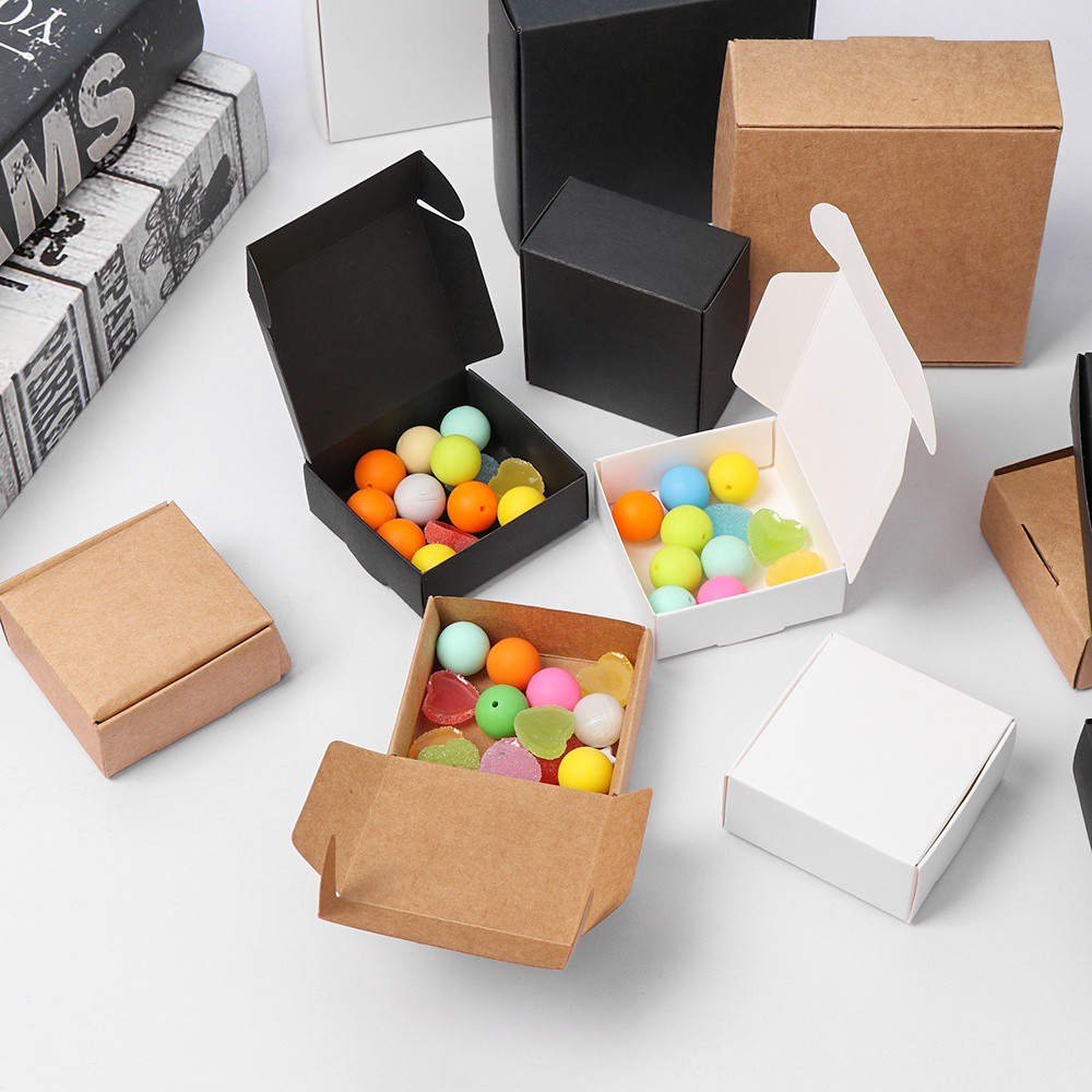 NHỎ 10 Chiếc 9sizes Đồ Dùng Dự Tiệc Hộp Giấy Kraft Trang Sức Gói Tông Gói Đám Cưới Nhỏ Sự Kiện Thủ Công Handmade Kẹo Lưu Trữ / Nhiều Màu