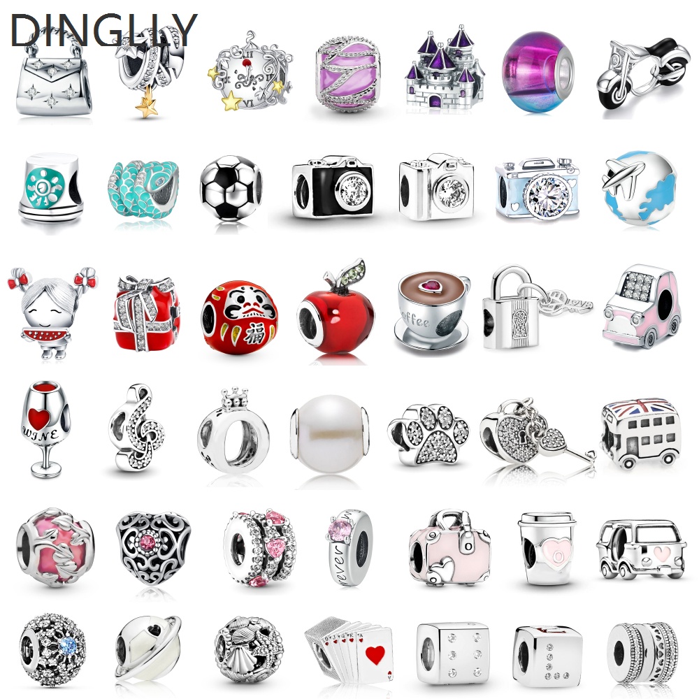 Hạt Charm Màu Bạc Hình Trái Tim / Xúc Xắc / Chìa Khóa Dùng Làm Trang Sức DIY