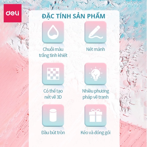 Bút sáp dầu màu trắng oil pastel Deli mềm mại vẽ tranh tô màu ...