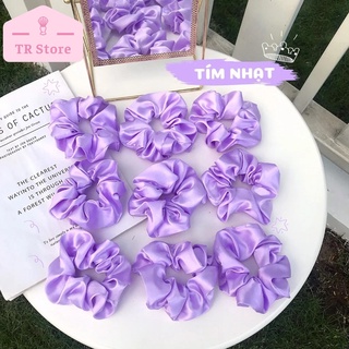 Scrunchies cột tóc màu trơn phi bóng buộc tóc gọn phù hợp mọi lứa tuổi nhiều màu chất liệu Satin bóng đẹp